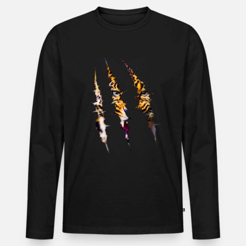 Leopard - Männer Premium Bio Langarmshirt - Schwarz