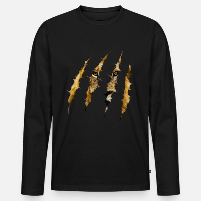 Löwe - Männer Premium Bio Langarmshirt - Schwarz