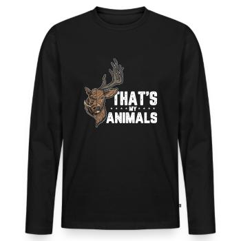 Sanglier sanglier cerf chasseur - T-shirt manches longues Premium bio Homme - noir - Devant - Nico (187cm)