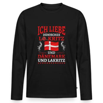Dänemark Lakritze Skandinavien Spruch - Männer Premium Bio Langarmshirt - Schwarz - Vorne - Nico (187cm)