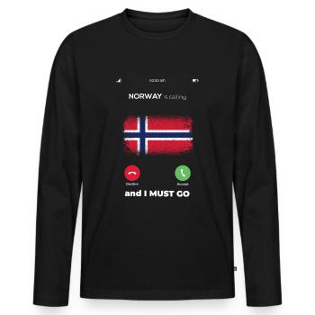 Norwegen ruft Flagge - Männer Premium Bio Langarmshirt - Schwarz - Vorne - Nico (187cm)