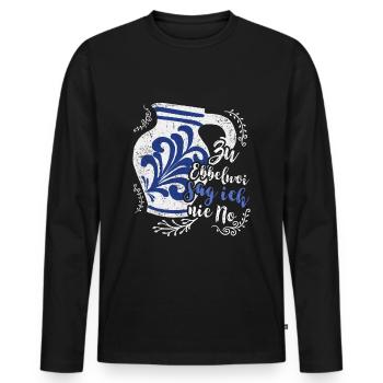 Ebbelwoi Bembel Spruch Apfelwein - Männer Premium Bio Langarmshirt - Schwarz - Vorne - Nico (187cm)