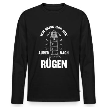 Rügen Ostsee Spruch Leuchtturm - Männer Premium Bio Langarmshirt - Schwarz - Vorne - Nico (187cm)