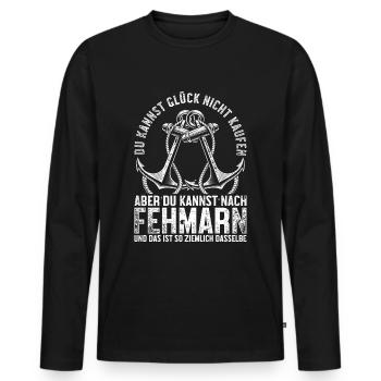 Fehmarn Ostsee Spruch Anker - Männer Premium Bio Langarmshirt - Schwarz - Vorne - Nico (187cm)