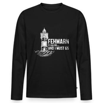 Fehmarn appelle le phare de la mer Baltique - T-shirt manches longues Premium bio Homme - noir - Devant - Nico (187cm)