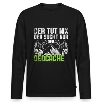 Geocaching Geocacher Hobby - Männer Premium Bio Langarmshirt - Schwarz - Vorne - Nico (187cm)
