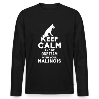 Chien de berger belge Malinois - T-shirt manches longues Premium bio Homme - noir - Devant - Nico (187cm)