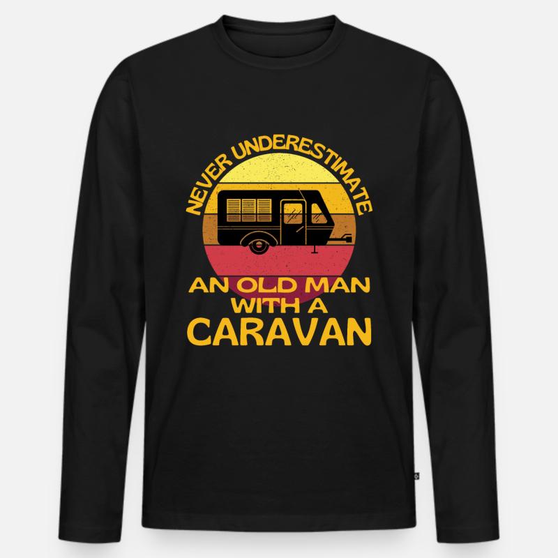 Alter Mann mit einer Karawane - Männer Premium Bio Langarmshirt - Schwarz