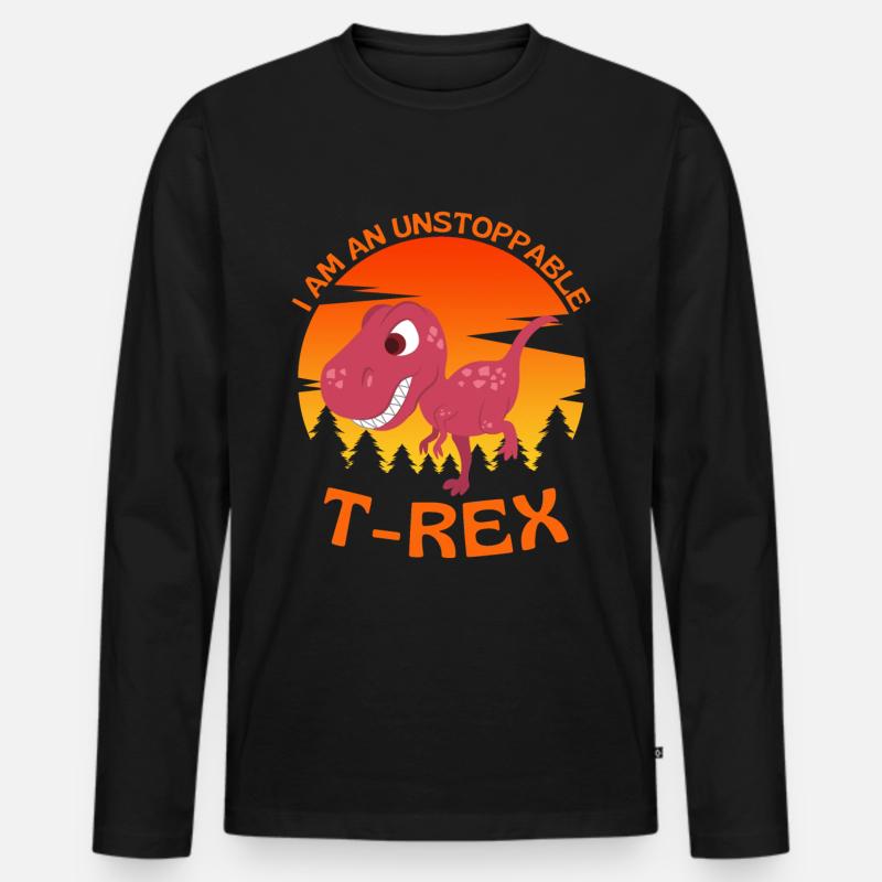 Ich bin ein unaufhaltsamer T-Rex - Männer Premium Bio Langarmshirt - Schwarz