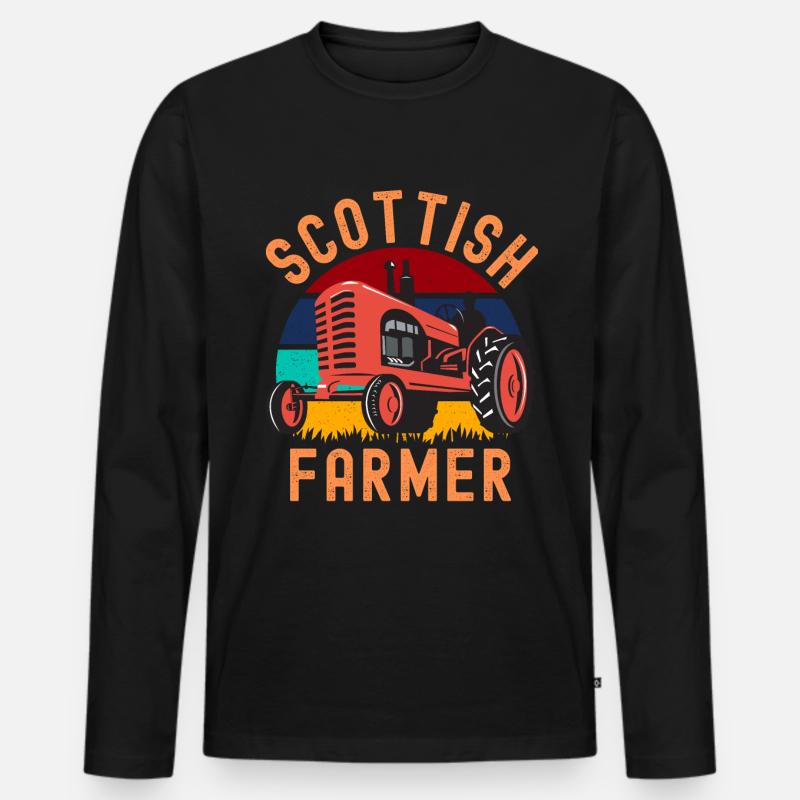 Schottischer Bauer auf Traktor - Männer Premium Bio Langarmshirt - Schwarz