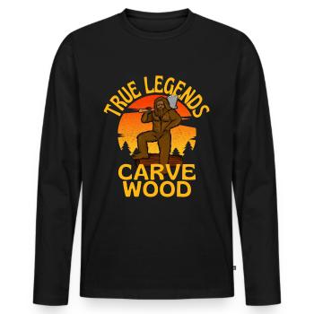 Wahre Legenden schnitzen Holz Bigfoot Legende - Männer Premium Bio Langarmshirt - Schwarz - Vorne - Nico (187cm)