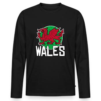 Wales - Männer Premium Bio Langarmshirt - Schwarz - Vorne - Nico (187cm)