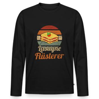 Retro Lasagne Flüsterer Auflauf - Männer Premium Bio Langarmshirt - Schwarz - Vorne - Nico (187cm)