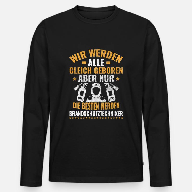 Brandschutztechniker Feuerlöscher - Männer Premium Bio Langarmshirt - Schwarz