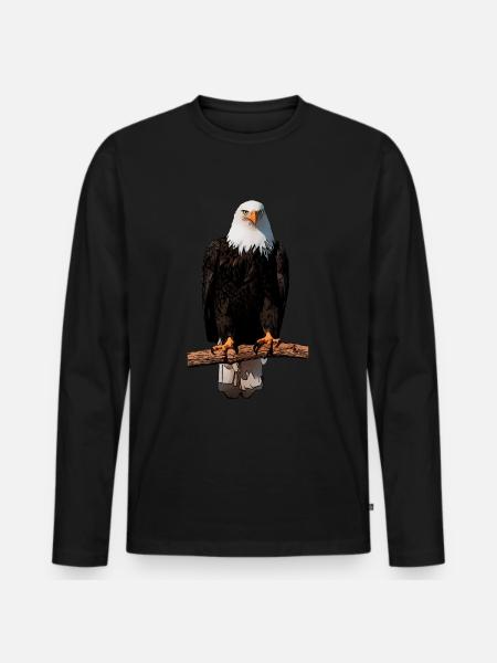 Adlermotiv Tiermotiv - Männer Premium Bio Langarmshirt - Schwarz