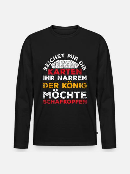 Schafkopf Spruch bayrisches Kartenspiel - Männer Premium Bio Langarmshirt - Schwarz