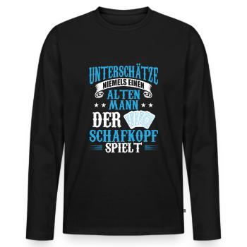 Schafkopf bayrisches Kartenspiel Schafkopfen - Männer Premium Bio Langarmshirt - Schwarz - Vorne - Nico (187cm)