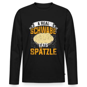 Schwaben Spätzle - Männer Premium Bio Langarmshirt - Schwarz - Vorne - Nico (187cm)