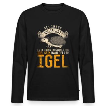 Vintage Igel Spruch - Männer Premium Bio Langarmshirt - Schwarz - Vorne - Nico (187cm)