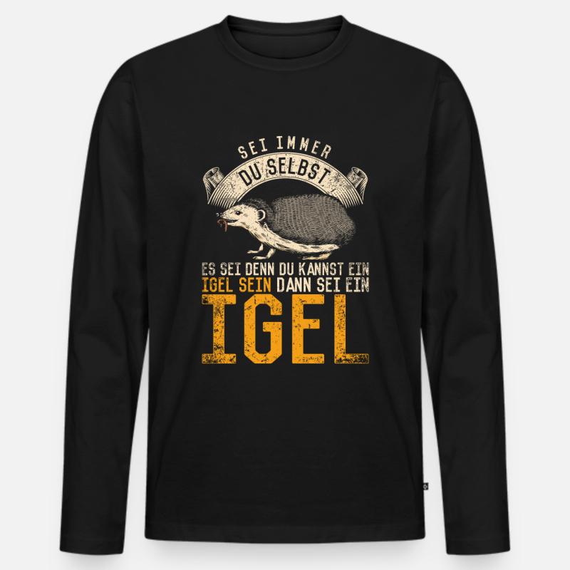 Vintage Igel Spruch - Männer Premium Bio Langarmshirt - Schwarz