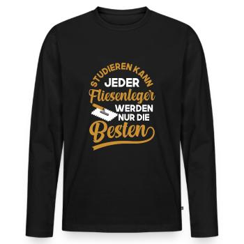 Fliesenleger Spruch Spachtel Fliesen - Männer Premium Bio Langarmshirt - Schwarz - Vorne - Nico (187cm)