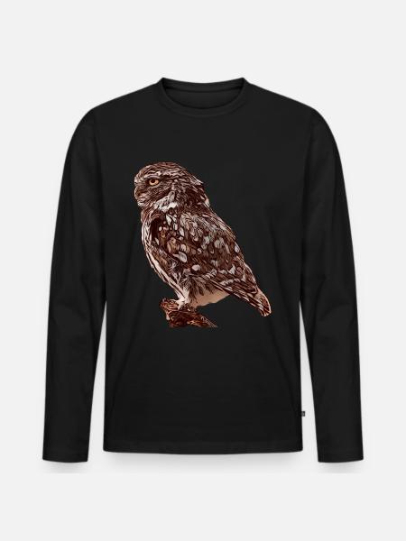 Eulen Vogelmotiv Vogel Waldtier Tiermotiv - Männer Premium Bio Langarmshirt - Schwarz