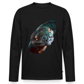 Schlange Schlangen Schlangenmotiv Tiergesicht Tier - Männer Premium Bio Langarmshirt - Schwarz - Vorne - Nico (187cm)
