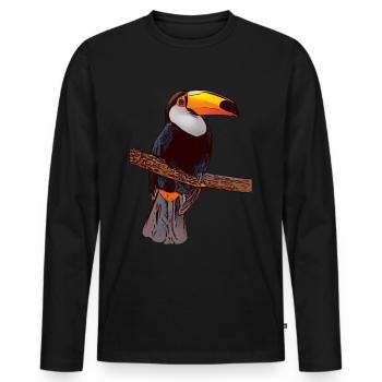 Tukan oiseau motif animal visage animal - T-shirt manches longues Premium bio Homme - noir - Devant - Nico (187cm)