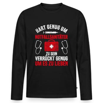 Notfallsanitäter Rettungsdienst Krankenwagen - Männer Premium Bio Langarmshirt - Schwarz - Vorne - Nico (187cm)