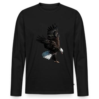 Adlermotiv Aigle Impression Éperonné aigle à tête blanche Aigle - T-shirt manches longues Premium bio Homme - noir - Devant - Nico (187cm)