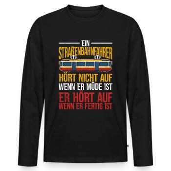 Straßenbahn Straßenbahnfahrer Beruf - Männer Premium Bio Langarmshirt - Schwarz - Vorne - Nico (187cm)