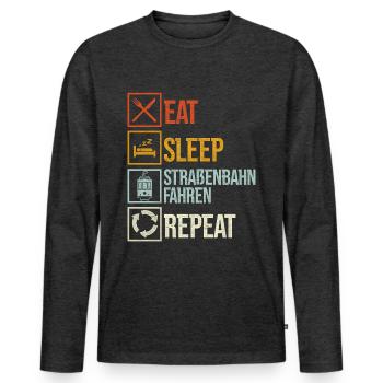 Straßenbahnfahrer Spruch Straßenbahn - Männer Premium Bio Langarmshirt - Anthrazit meliert - Vorne - Nico (187cm)