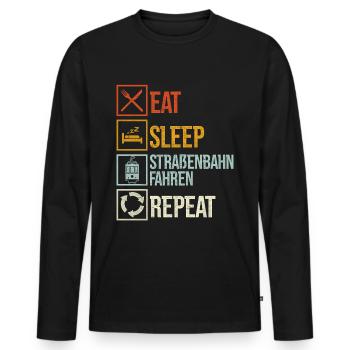 Straßenbahnfahrer Spruch Straßenbahn - Männer Premium Bio Langarmshirt - Schwarz - Vorne - Nico (187cm)
