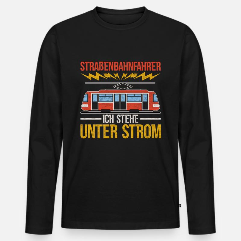 Straßenbahnfahrer Straßenbahn - Männer Premium Bio Langarmshirt - Schwarz