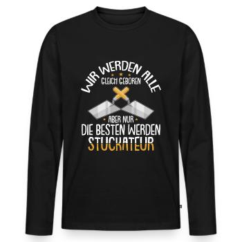 Stuckateur Verputzer Spachtel - Männer Premium Bio Langarmshirt - Schwarz - Vorne - Nico (187cm)