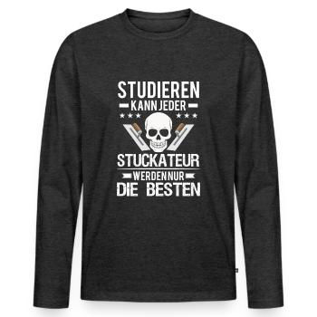 Stuckateur Verputzer Spachtel Gipser - Männer Premium Bio Langarmshirt - Anthrazit meliert - Vorne - Nico (187cm)
