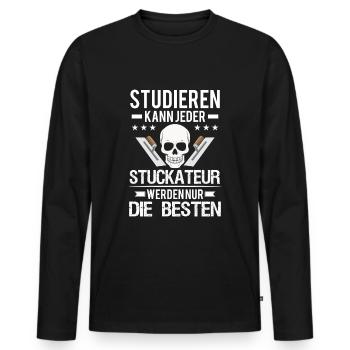 Stuckateur Verputzer Spachtel Gipser - Männer Premium Bio Langarmshirt - Schwarz - Vorne - Nico (187cm)