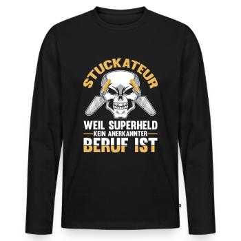 Stuckateur Verputzer Spachtel - Männer Premium Bio Langarmshirt - Schwarz - Vorne - Nico (187cm)
