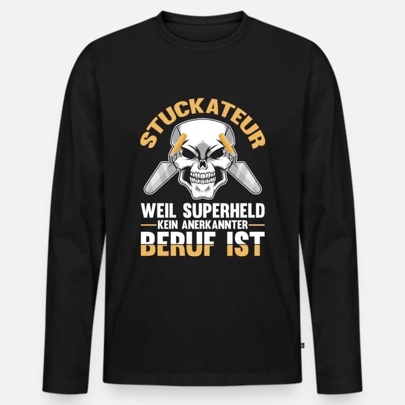 Stuckateur Verputzer Spachtel - Männer Premium Bio Langarmshirt - Schwarz