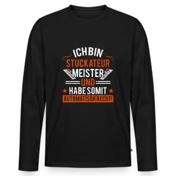 Stuckateur Meister Gipser Verputzer - Männer Premium Bio Langarmshirt - Schwarz - Vorne - Nico (187cm)