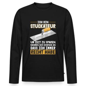 Stuckateur hat immer Recht Gipser Verputzer - Männer Premium Bio Langarmshirt - Schwarz - Vorne - Nico (187cm)