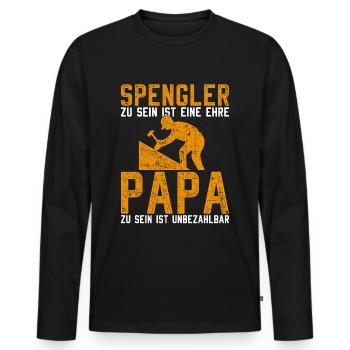 Spengler Papa Klempner Installateur - Männer Premium Bio Langarmshirt - Schwarz - Vorne - Nico (187cm)