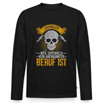 Spengler Installateur Klempner Beruf - Männer Premium Bio Langarmshirt - Schwarz - Vorne - Nico (187cm)