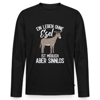 Lustiger Esel Spruch Bauernhof - Männer Premium Bio Langarmshirt - Schwarz - Vorne - Nico (187cm)