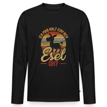 Ich mag Esel Eselhalter Bauernhof - Männer Premium Bio Langarmshirt - Schwarz - Vorne - Nico (187cm)