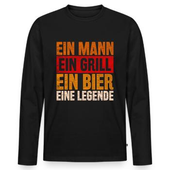 Grillen Bier BBQ Grill - Männer Premium Bio Langarmshirt - Schwarz - Vorne - Nico (187cm)