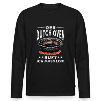 Dutch Oven ruft Dopfen Feuertopf - Männer Premium Bio Langarmshirt - Schwarz - Vorne - Nico (187cm)