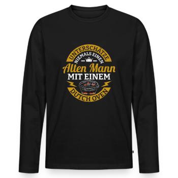 Dutch Oven Dopfen nicht unterschätzen BBQ - Männer Premium Bio Langarmshirt - Schwarz - Vorne - Nico (187cm)