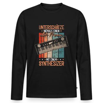 Retro Analog Synthesizer Keyboard Synth - Männer Premium Bio Langarmshirt - Schwarz - Vorne - Nico (187cm)
