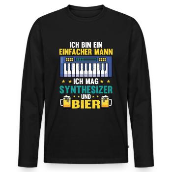 Synthesizer und Bier Keyboard Synth - Männer Premium Bio Langarmshirt - Schwarz - Vorne - Nico (187cm)